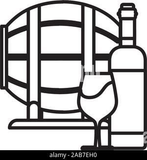 Bouteille de vin avec fourreau et tasse de vin design style vector illustration Illustration de Vecteur