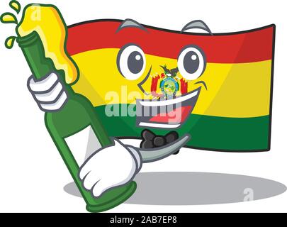 Drapeau Cool guatermala avec bière mascot cartoon style Illustration de Vecteur