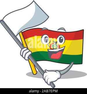 Drapeau Drapeau mignon guatermala permanent avec style de caractère de dessin animé Illustration de Vecteur