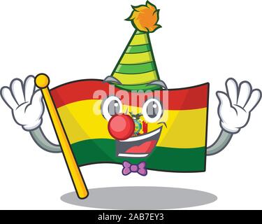 Clown mignon guatermala drapeau placé sur cartoon character design mascotte Illustration de Vecteur