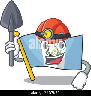 Drapeau Bolivie Cool Miner de style cartoon mascot Illustration de Vecteur