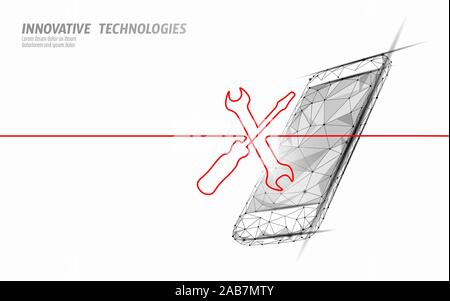 Service d'aide à la réparation de téléphone concept d'entreprise. Smartphone mobile Fatal crash du système. Erreur de logiciel bug perte de données. 3D attaque de virus information security Illustration de Vecteur