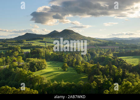 L'Eildon Hills dans la région des Scottish Borders, photographié à partir de Scott's View à Bemersyde, Ecosse, Royaume-Uni, Europe Banque D'Images