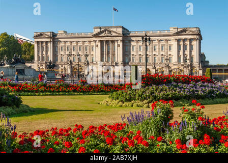 Les géraniums, le palais de Buckingham, Londres, Angleterre, Royaume-Uni, Europe Banque D'Images