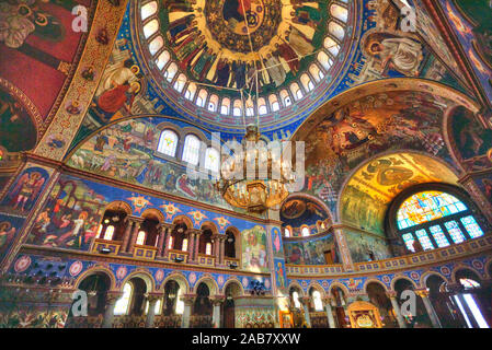 Des fresques, la cathédrale Holy Trinity, fondée 1902, Sibiu, région de Transylvanie, Roumanie, Europe Banque D'Images