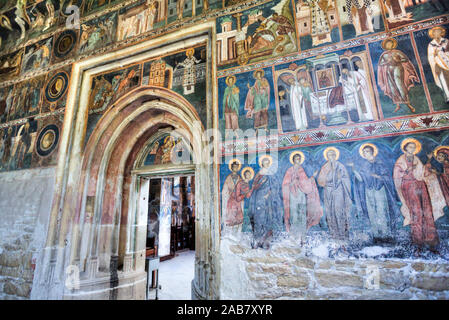 Fresques, St Jean Le nouveau monastère, 1514, UNESCO World Heritage Site, Suceava, Suceava, Roumanie, Europe Banque D'Images