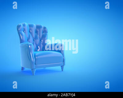 Rendu 3d illustration d'un fauteuil en cuir bleu Banque D'Images