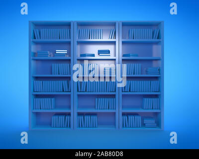 Rendu 3d illustration de livre bleu Etagères Banque D'Images