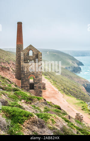 L'arbre du moteur de pompage d'Towanroath House, partie de la papule Coates mine près de St Agnes, tête de l'UNESCO, Cornwall, Angleterre, Royaume-Uni, Europe Banque D'Images