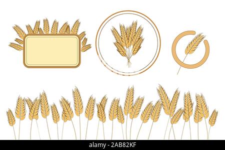 Logo du blé panifiable et éléments de conception. Wholegrain organic harvest. La farine complète d'illustration vectorielle Illustration de Vecteur