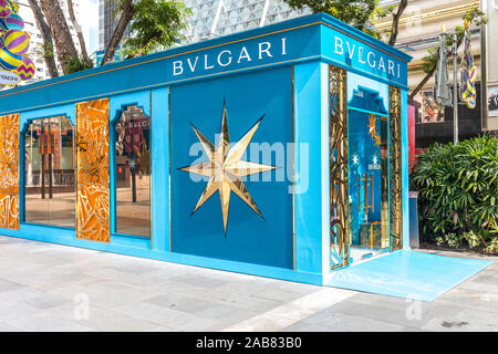 Bvlgari pop-up store à ION Orchard Road Shopping Mall, à Singapour. Célébration de Noël. Banque D'Images