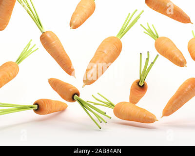 La nourriture en rendu 3d illustration d'un tas de carottes en baisse Banque D'Images