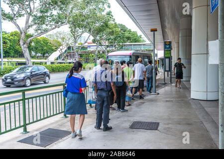 En Asie du Sud-Est / Singapour - Nov 22, 2019 hommes de la file de bus des transports publics Banque D'Images