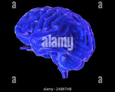 Style synthwave en rendu 3d illustration d'un cerveau humain Banque D'Images