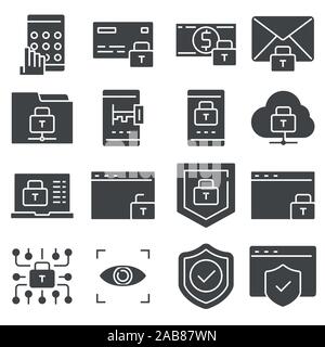 Protection et sécurité Vector Icons Set gris Illustration de Vecteur