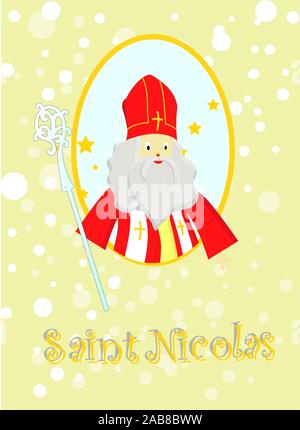 Carte de souhaits pour la Saint-Nicolas. Pour l'hiver. peut être utilisé comme logo. Banque D'Images