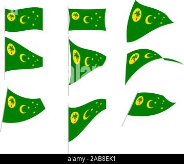 Set de dessin vectoriel avec drapeau des îles Cocos - Keeling Illustration de Vecteur