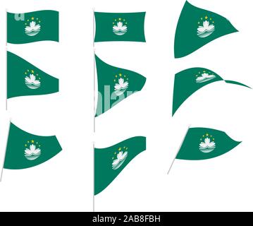 Set de dessin vectoriel avec drapeau de Macao Illustration de Vecteur