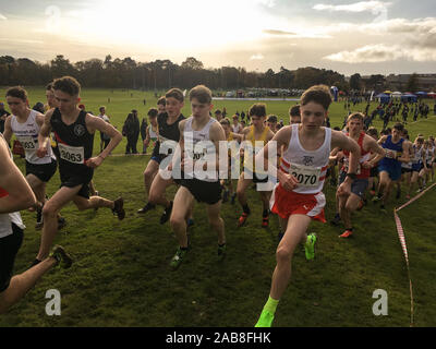 Cours de courte durée des ressortissants d'Europe de cross-country, à Kirkcaldy, en Écosse, le 9 novembre 2019. Banque D'Images