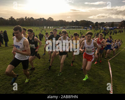 Cours de courte durée des ressortissants d'Europe de cross-country, à Kirkcaldy, en Écosse, le 9 novembre 2019. Banque D'Images