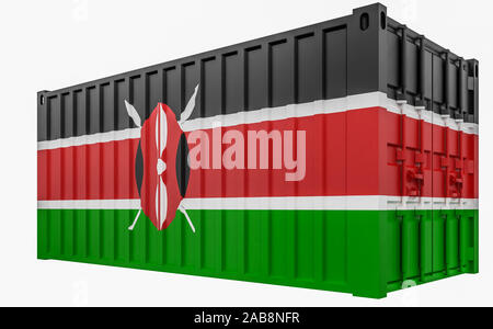 Le Rendu 3D de conteneur avec drapeau Kenya Banque D'Images