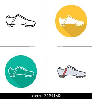 L'icône des chaussures de football. Modèle plat, linéaire et de couleurs. Joueur de soccer's Shoe. Illustrations vectorielles Illustration de Vecteur