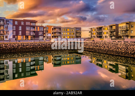 Nouveaux immeubles, banlieue de Reykjavik, Islande, Kopavogur Banque D'Images