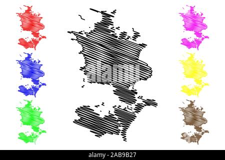 La Nouvelle-Zélande région (Royaume de Danemark) map vector illustration, scribble sketch carte Sjalland Illustration de Vecteur