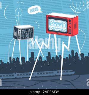 Vector Illustration Cartoon Style Propagande TV Illustration de Vecteur