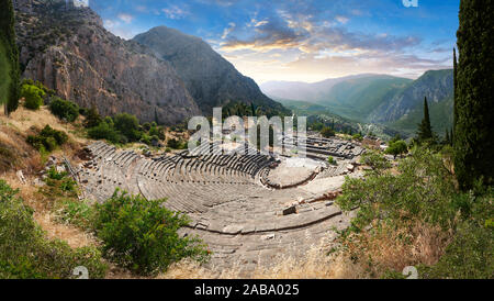 Théâtre grec antique de Delphes, site archéologique de Delphes, Delphi, Grèce Banque D'Images