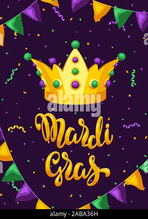 Parti Mardi Gras accueil ou de carte d'invitation. Illustration de Vecteur