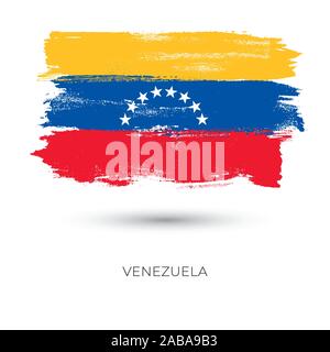 Le Venezuela coups de pinceau coloré peint l'icône du drapeau national. Texture peint. Illustration de Vecteur