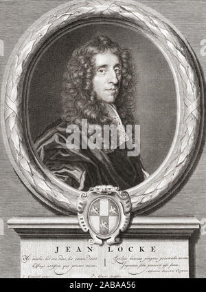 John Locke, 1632 - 1704. Médecin et philosophe anglais. D'une gravure par Pieter van Gunst après une œuvre de John Greenhill. Banque D'Images