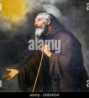 Saint François d'Paolo, par Bartolomé Esteban Murillo. Exposé dans le musée de Malaga dans le Palacio de la Aduana, Malaga, Costa del Sol, Malaga Provi Banque D'Images