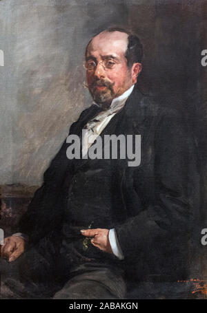 Portrait d'Antonio Muñoz Degrain par Joaquin Sorolla y Bastida. Exposé dans le musée de Malaga dans le Palacio de la Aduana, Malaga, Costa del Sol, mal Banque D'Images