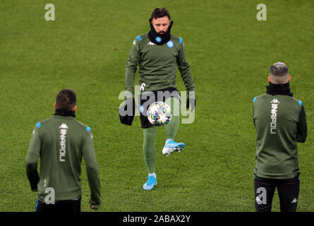 Napoli's Mario Rui au cours de la session de formation à Anfield, Liverpool. Banque D'Images