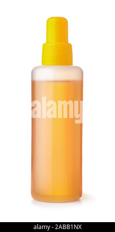 Bouteille en plastique d'huile lubrifiant universel isolated on white Banque D'Images