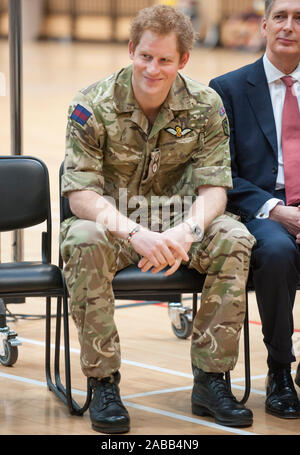 Le prince Harry de lancer l'Invictus Games, un événement sportif international pour les blessés, malades et blessés personnel de service dans l'Copperbox au Queen Elizabeth Olympic Park.Mars 2014 Banque D'Images