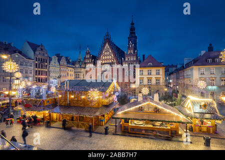 Marché de Noël à Wroclaw, Pologne Banque D'Images