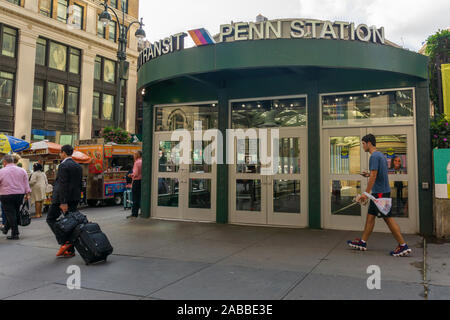 New York, USA - 20 août 2018 : Entrée de Penn Station à proximité de Madison Square Garden, NYC Banque D'Images