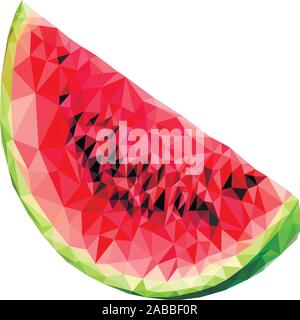 Ensemble de tranches de pastèque rouge mûr en 3D réaliste vecteur détaillées isolé en fond blanc. Vector illustration. Illustration de Vecteur