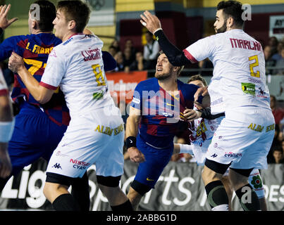 Leon, Espagne. 26 novembre, 2019. Luka Cindric (FC Barcelone) lors de match de hand de l'Asobal Ligue espagnole entre Ademar Leon et le FC Barcelone au centre de sports le 26 novembre 2019 à León, Espagne. © David Gato/Alamy Live News Banque D'Images