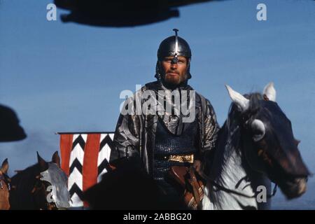 CHARLTON HESTON sur set location tournage candide EL CID 1961 réalisateur Anthony Mann musique Miklos Rozsa Italie / USA co-production Samuel Bronston Productions / Chers Film Produzione Banque D'Images