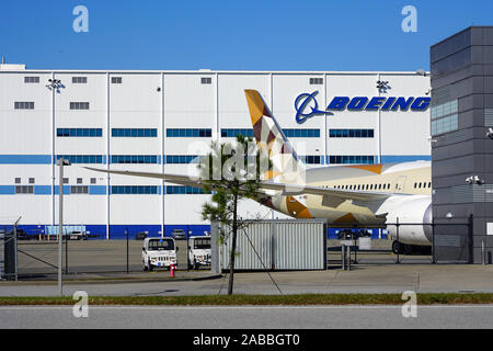 NORTH Charleston, SC -21 nov 2019- Vue de l'usine de Boeing et de livraison près de l'Aéroport International de Charleston (CHS) à North Charleston, Banque D'Images