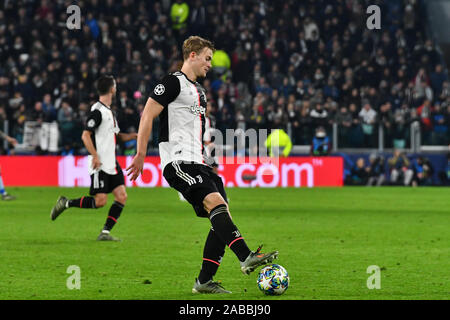 Matthijs De Ligt (Juventus) lors de la Ligue des Champions, match de football entre la Juventus et l'Atletico Madrid au Stade Allianz le 26 novembre, 2019 à Turin, Italie. Banque D'Images
