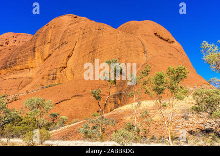 Vallée des vents à pied dans les Olgas. Kata Tjuta, Territoire du Nord, Australie Banque D'Images