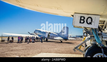 Avion sur la pièce au Musée Qantas fondateurs Outback dans Longreach, Queensland, Australie de l'Ouest Centrale Banque D'Images