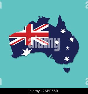 Carte de l'Australie avec drapeau national australien à l'intérieur de l'illustration vectorielle Illustration de Vecteur