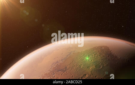 Illustration en rendu 3D à partir de la planète mars à partir de l'espace Banque D'Images