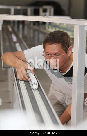 Kuang Zhiguang de Hong Kong, créateur du train à grande vitesse, la mosaïculture est en marche le train sur la voie à Dongguan City, South China's Guangdo Banque D'Images